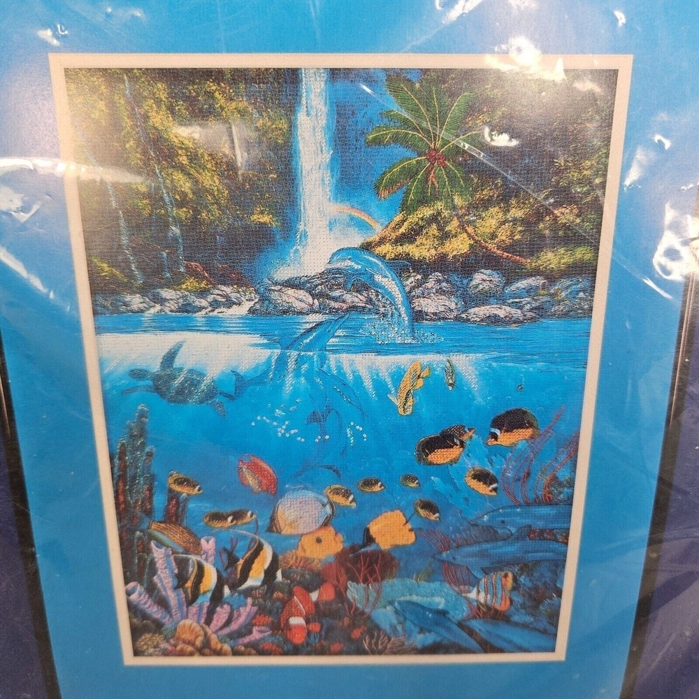 Eternal Rainbow Sea Picture Embellished Counted Cross Stitch Kit Dolphin Fish Nw